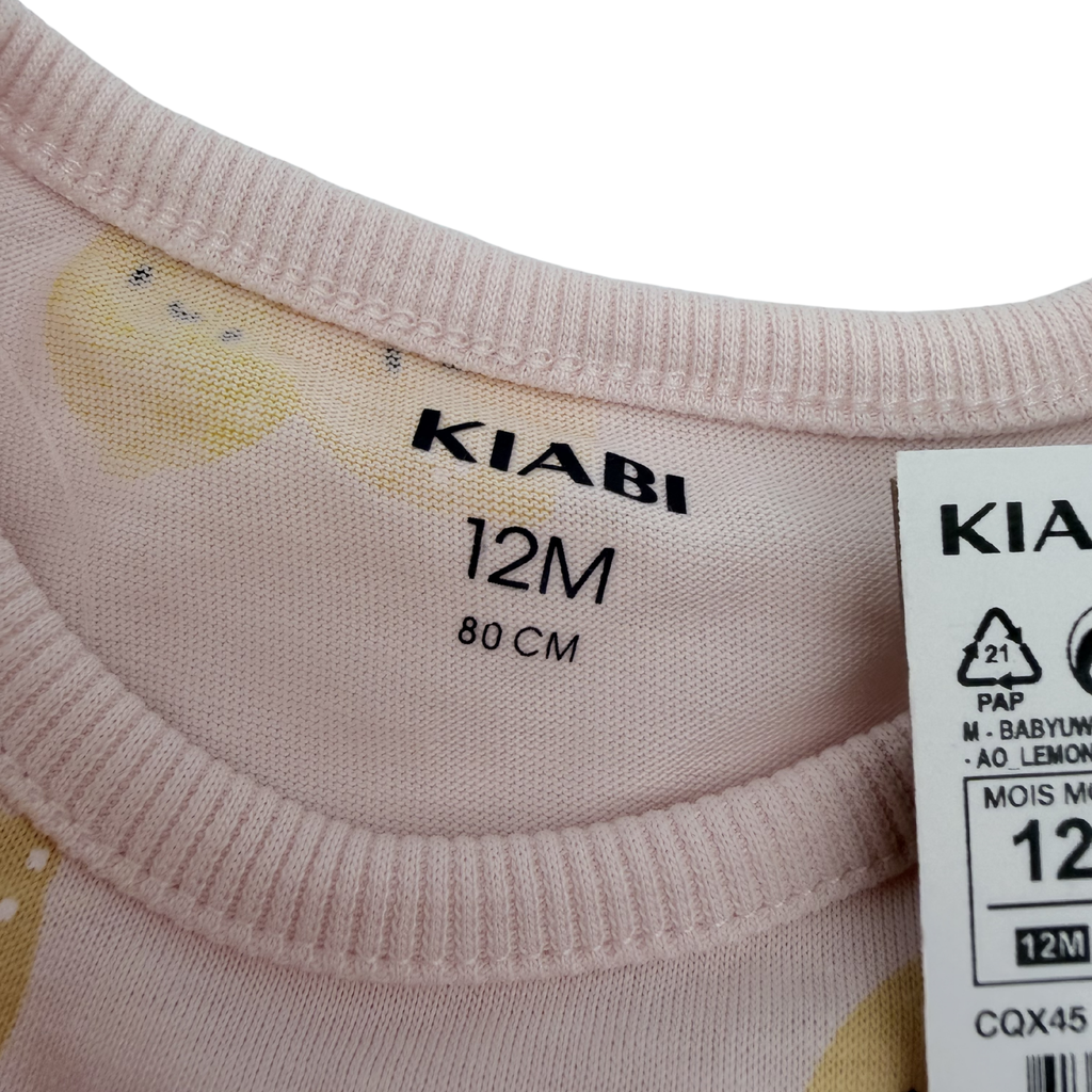 Pyjama rose pâle imprimé citrons — 12 mois