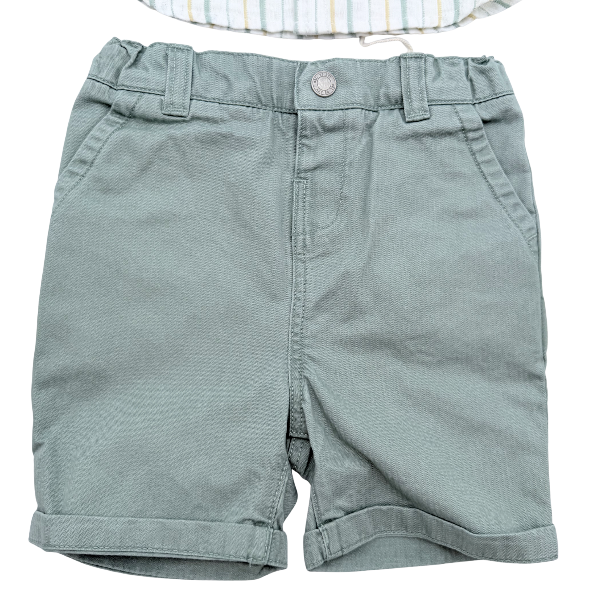 Ensemble chemise rayée et short vert bébé - 18 mois