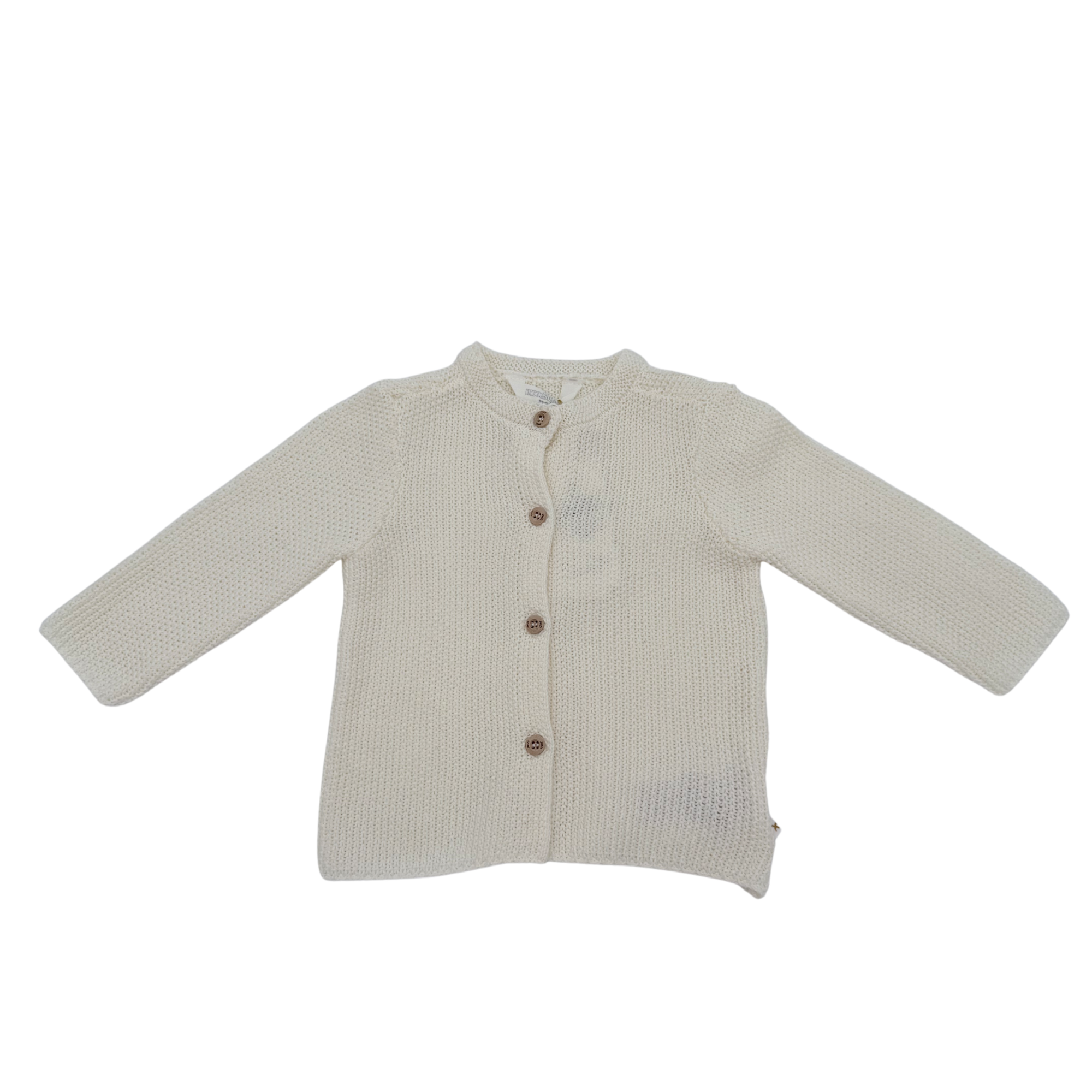 Cardigan bébé écru en maille — 6 mois