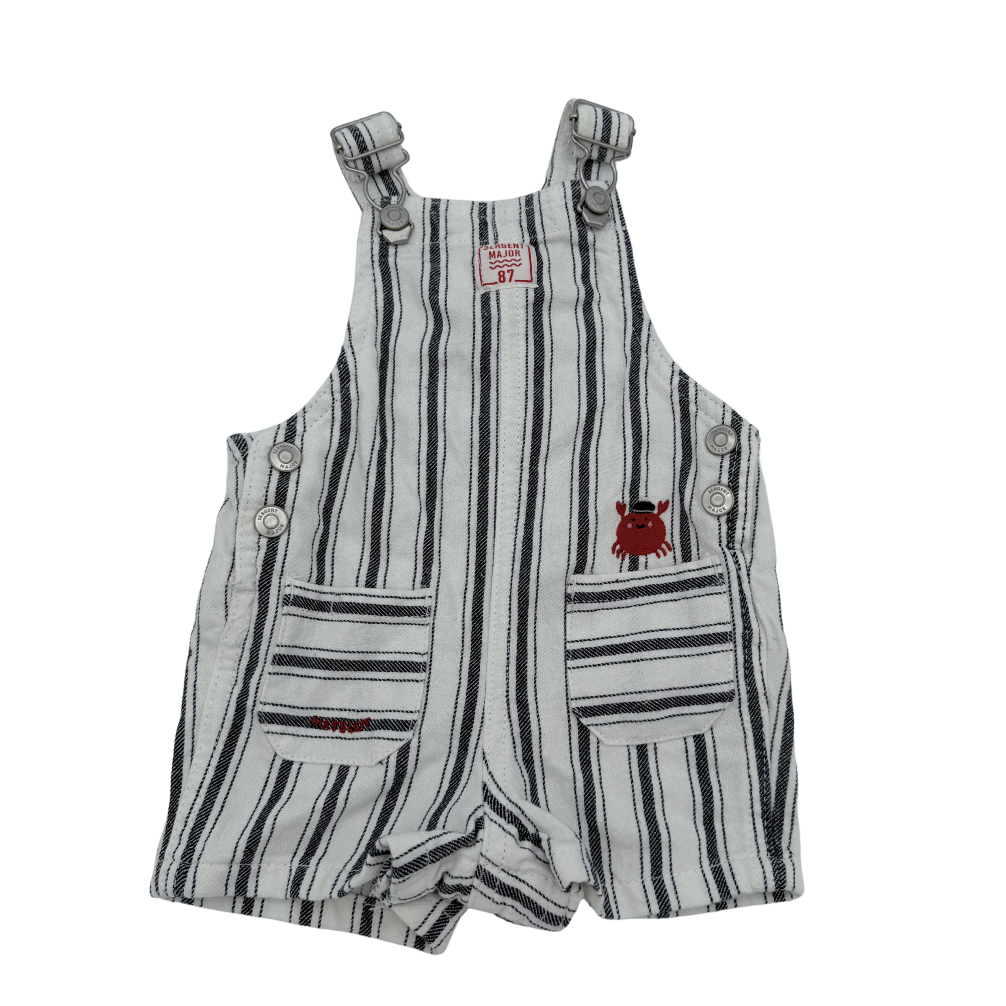 Salopette short rayée — 6 mois