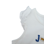 Combishort blanc et bleu imprimé fleuri — 36 mois