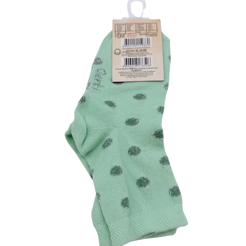 Chaussettes vert menthe à pois – 22-24