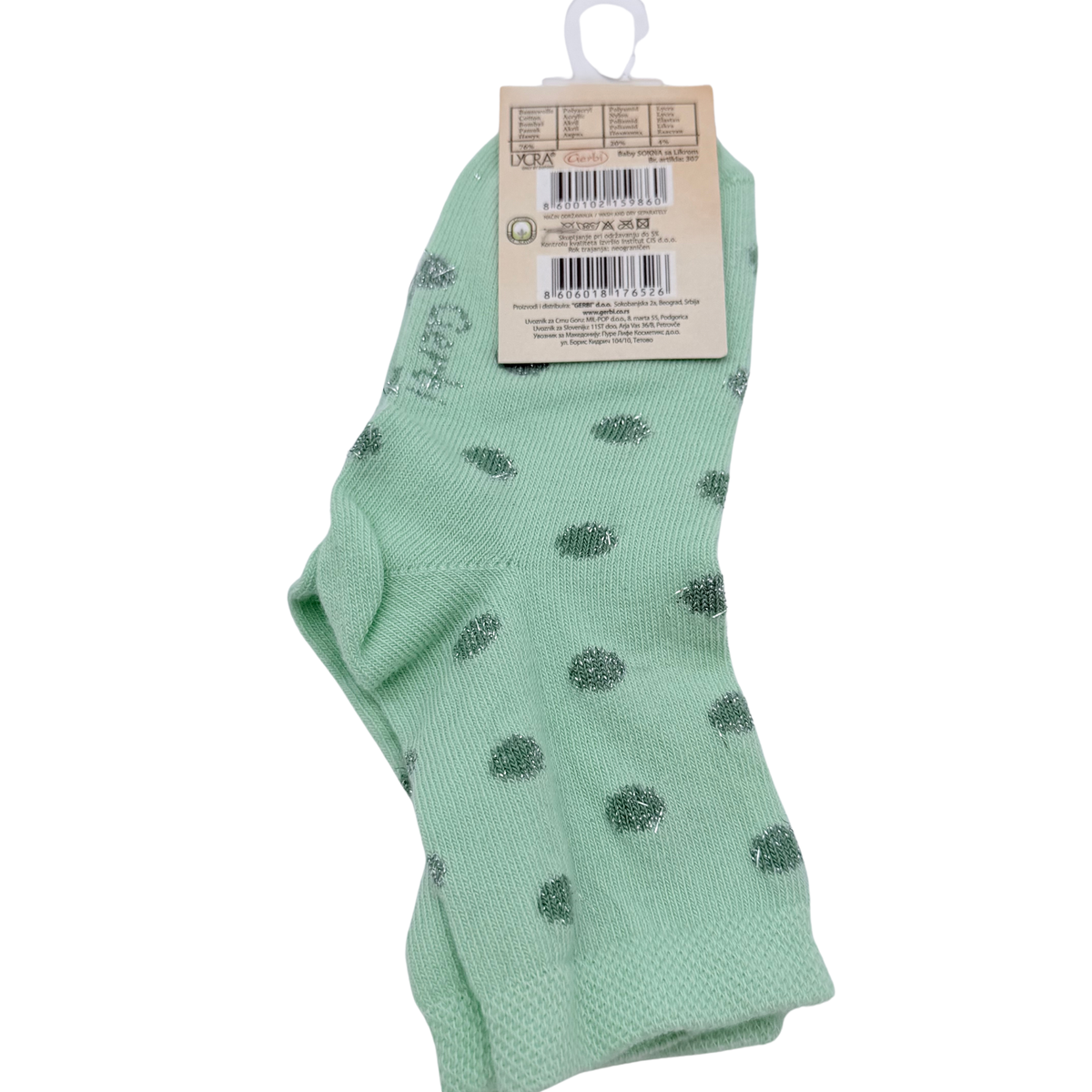 Chaussettes vert menthe à pois – 22-24