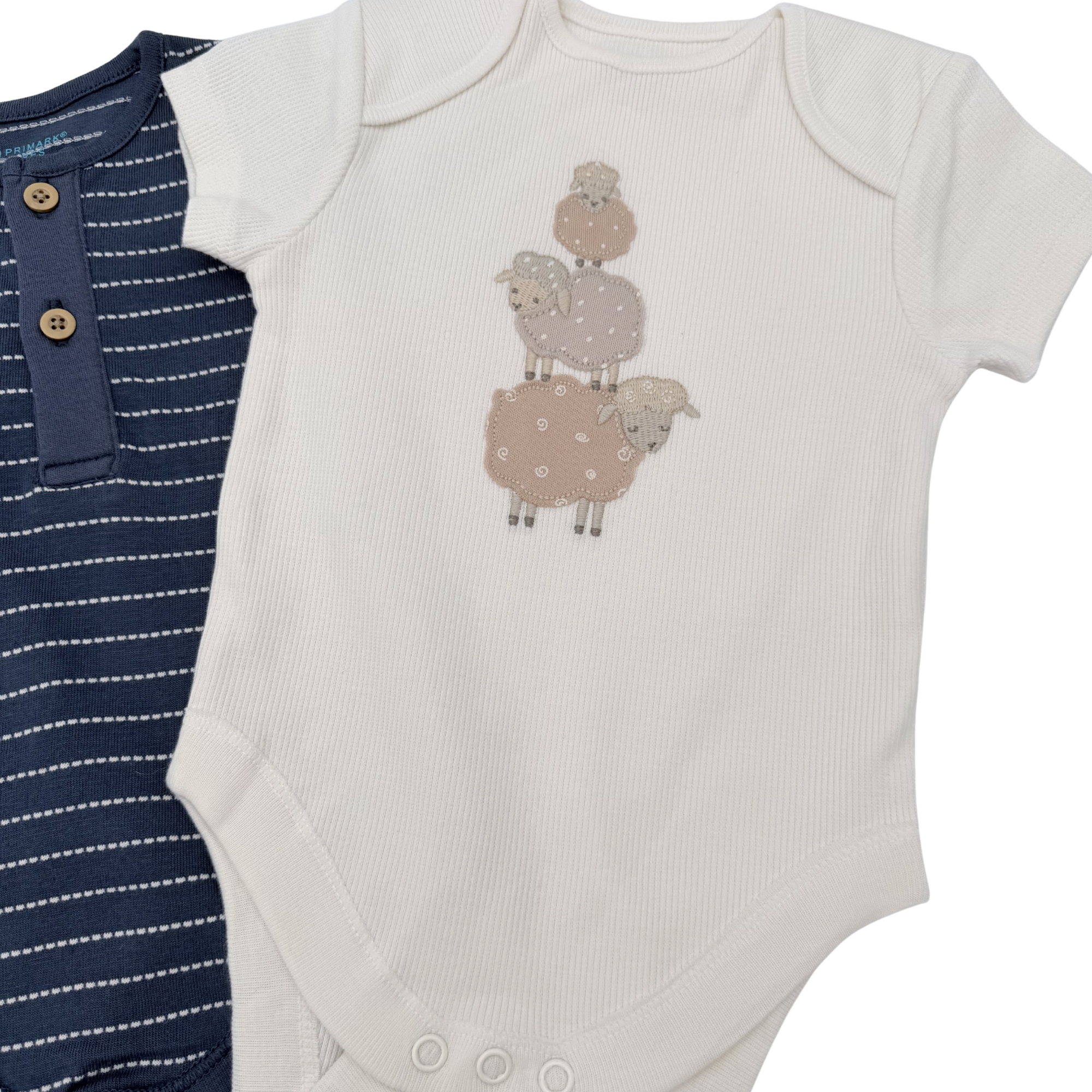 Lot de 5 bodies bébé tons naturels — 3-6 mois