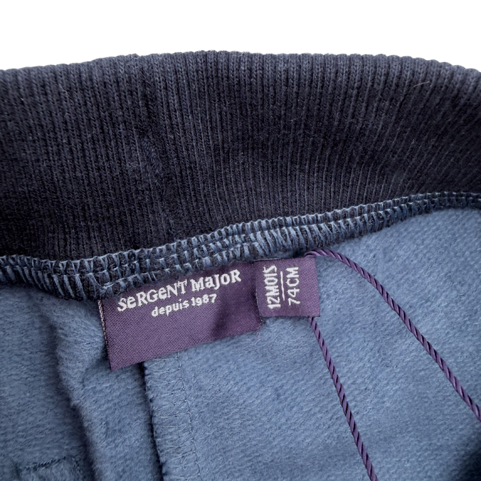 Ensemble bébé body imprimé et pantalon bleu — 12 mois