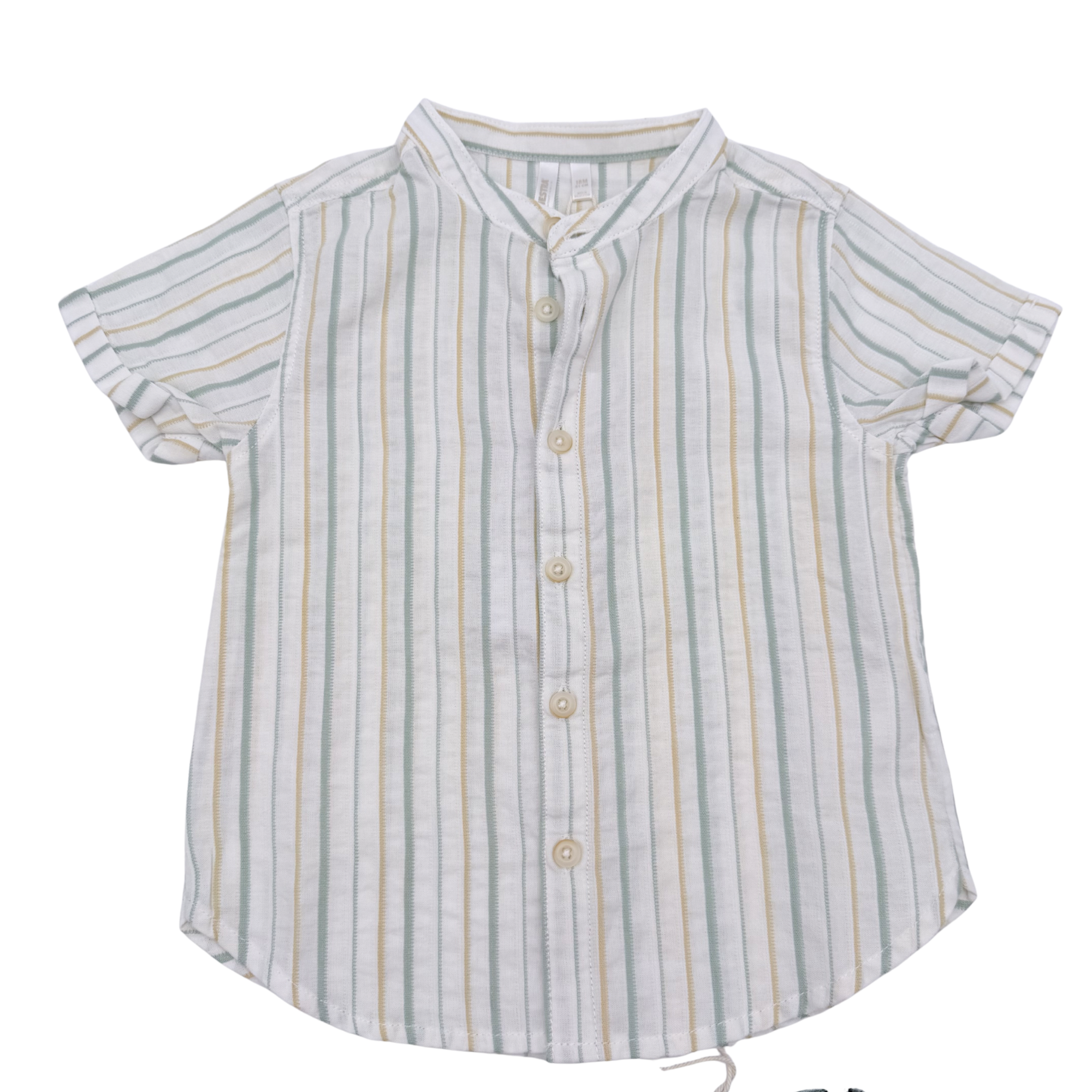 Ensemble chemise rayée et short vert bébé - 18 mois