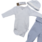 Ensemble naissance 3 pièces bleu ciel — 3 mois