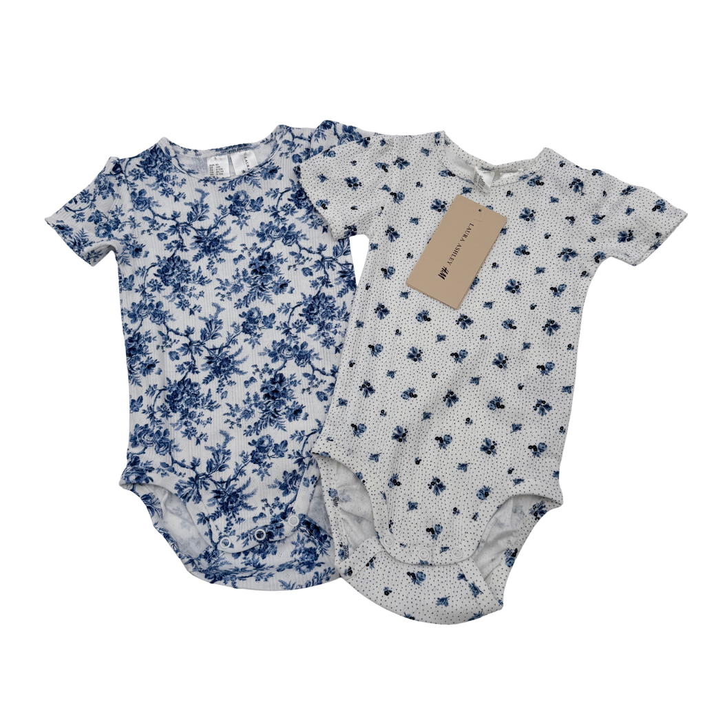Lot de 2 bodies bébé fille à fleurs bleues Laura Ashley - 9-12 mois