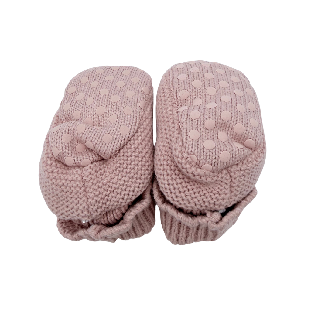 Chaussons bébé en maille rose poudré avec nœuds - 15-17