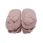 Chaussons bébé en maille rose poudré avec nœuds - 15-17