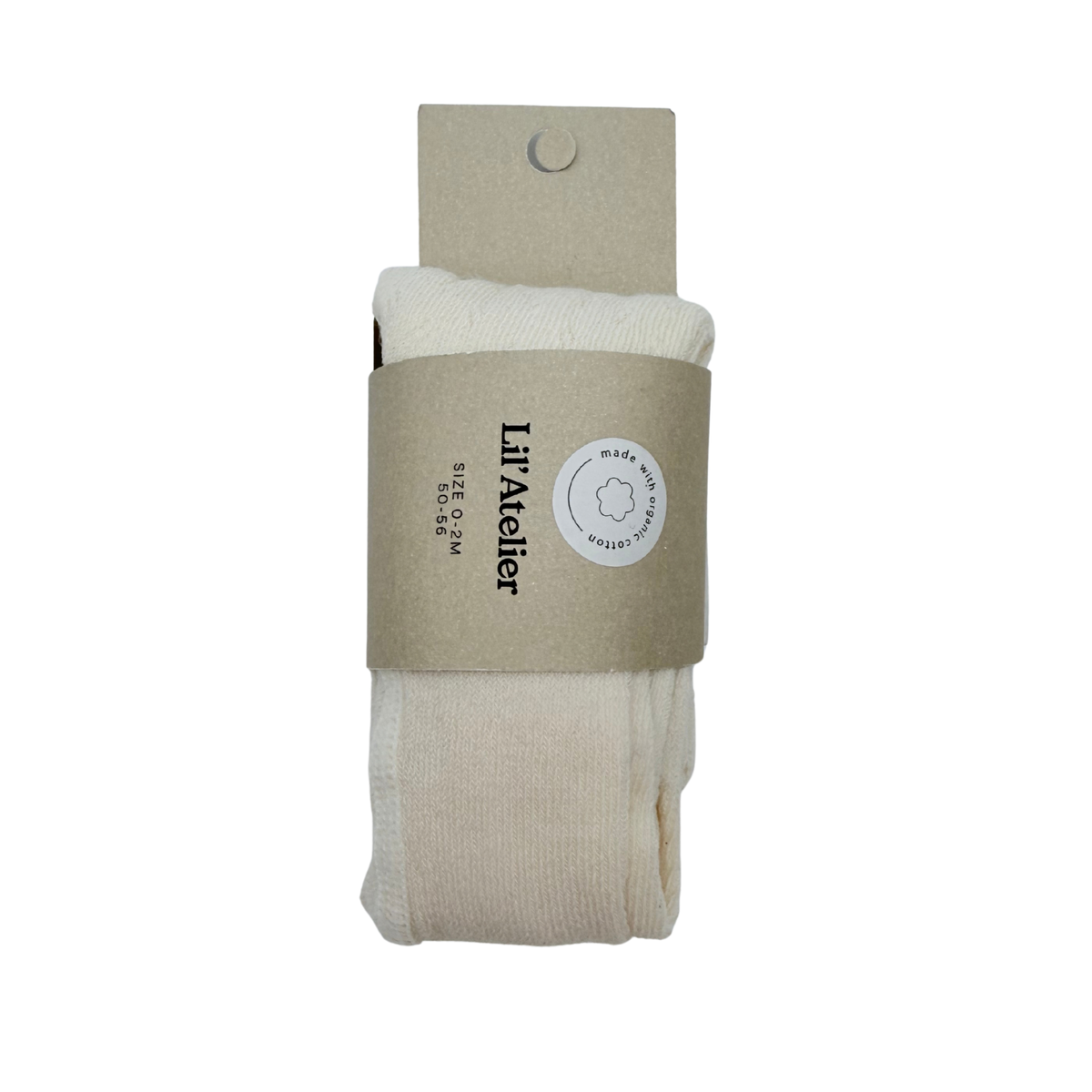 Collants bébé écrus en coton biologique à maille côtelée - 0-2 mois