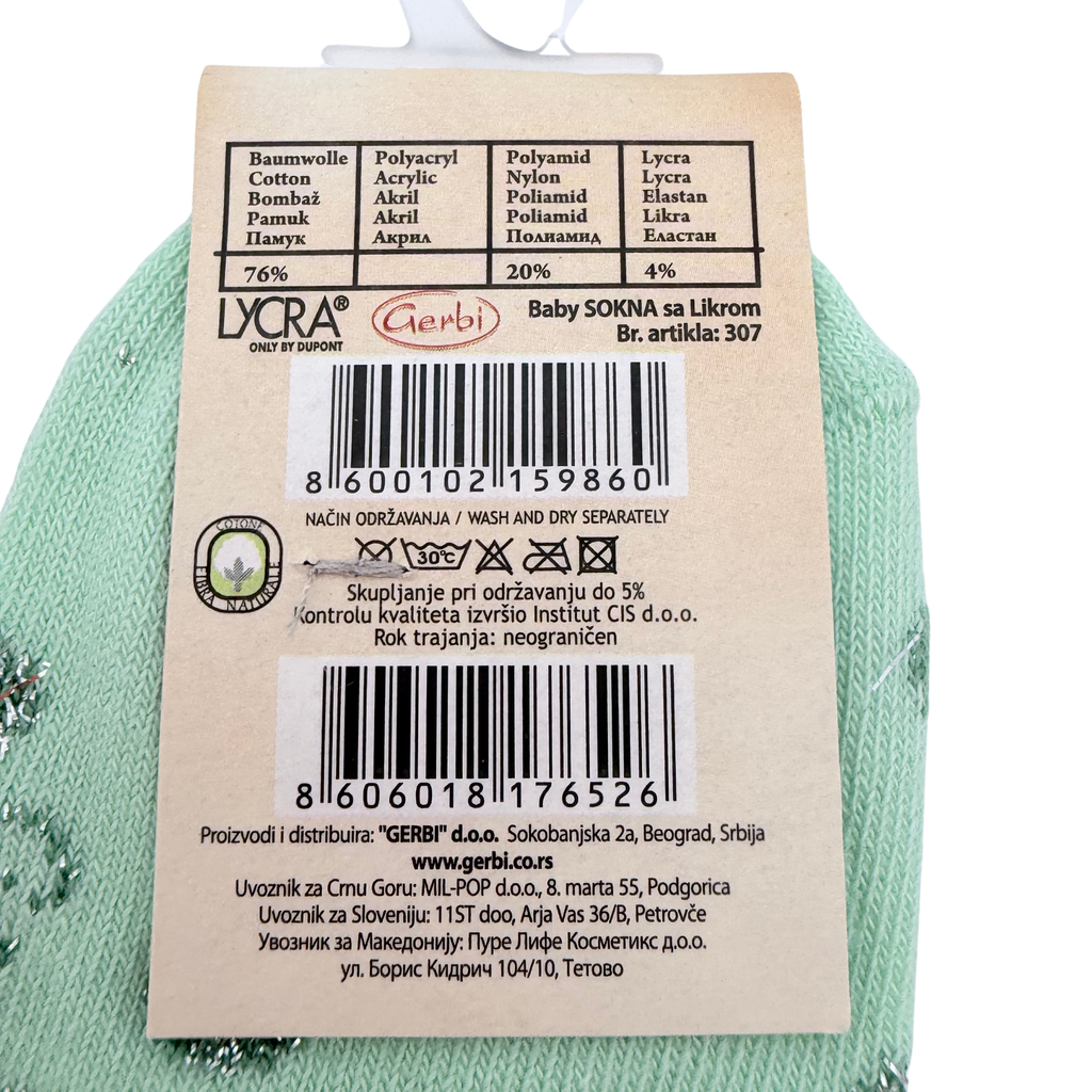 Chaussettes vert menthe à pois – 22-24
