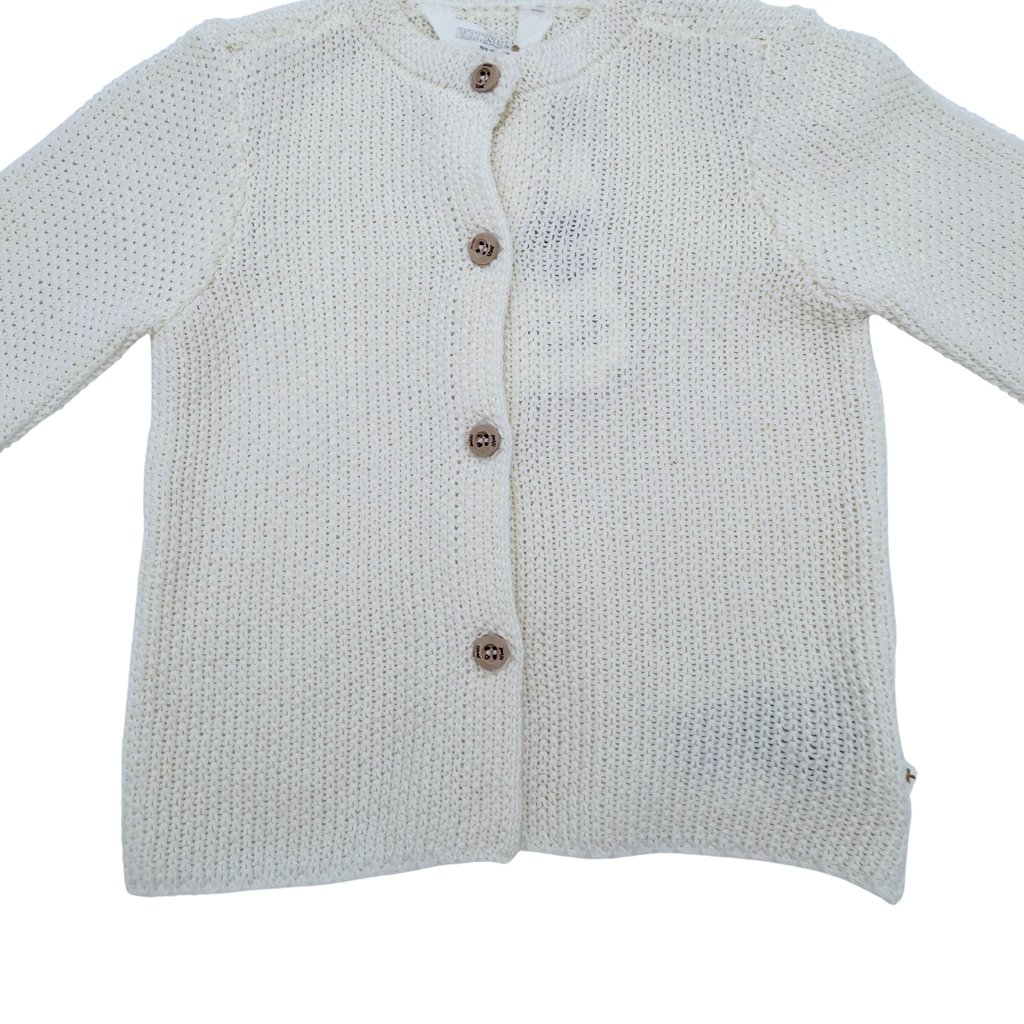 Cardigan bébé écru en maille — 6 mois