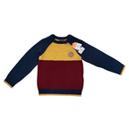 Pull color block marine, moutarde et bordeaux - 3 ans
