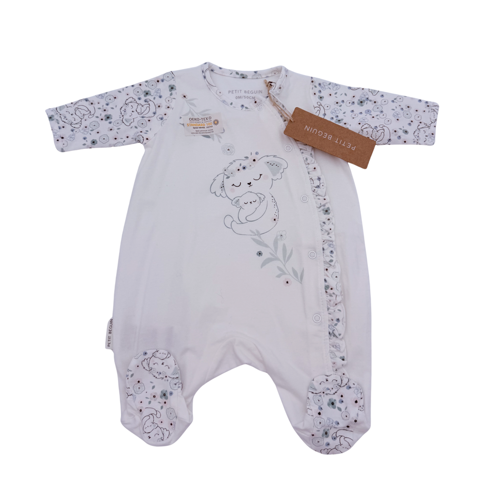 Pyjama blanc imprimé koalas et fleurs — naissance