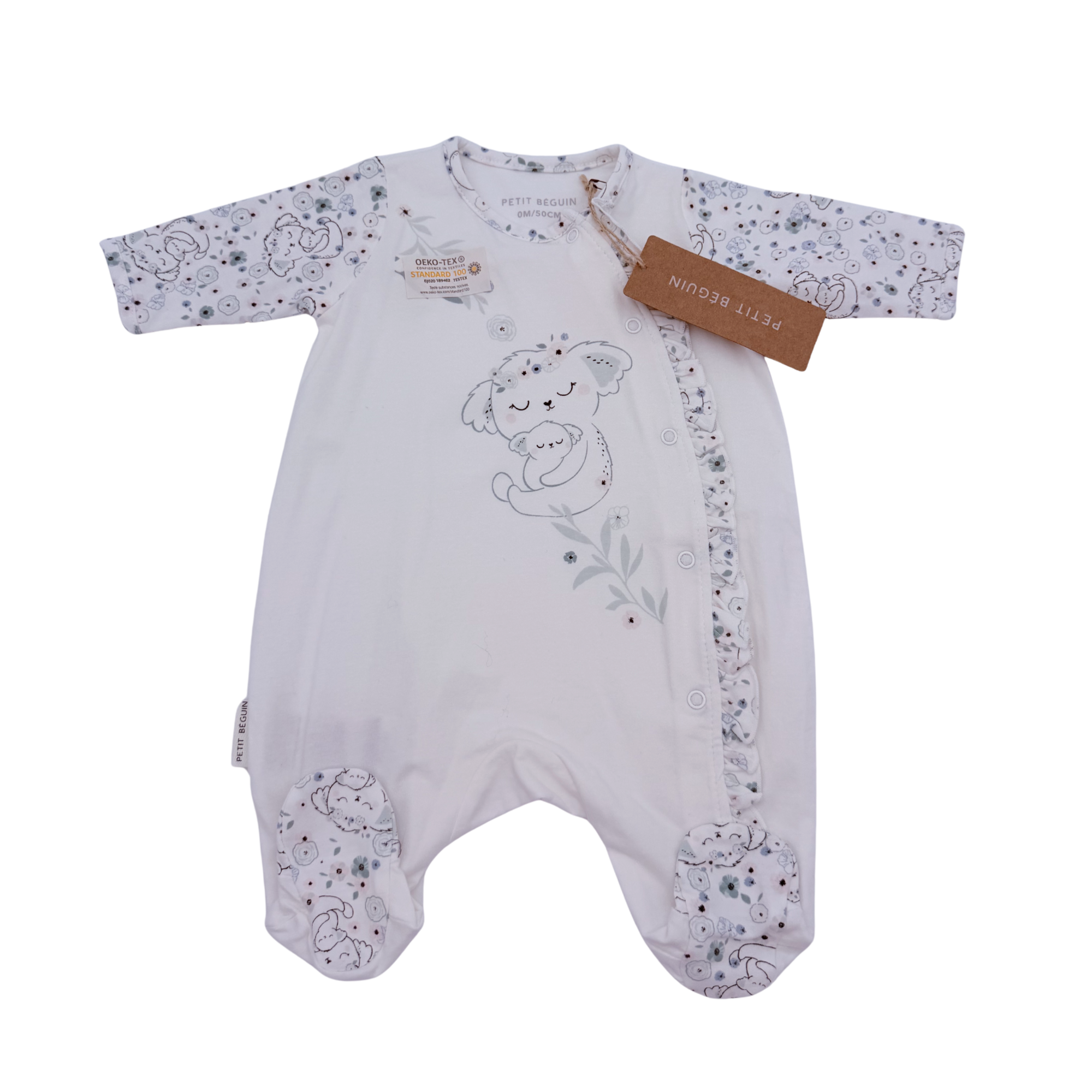 Pyjama blanc imprimé koalas et fleurs — naissance