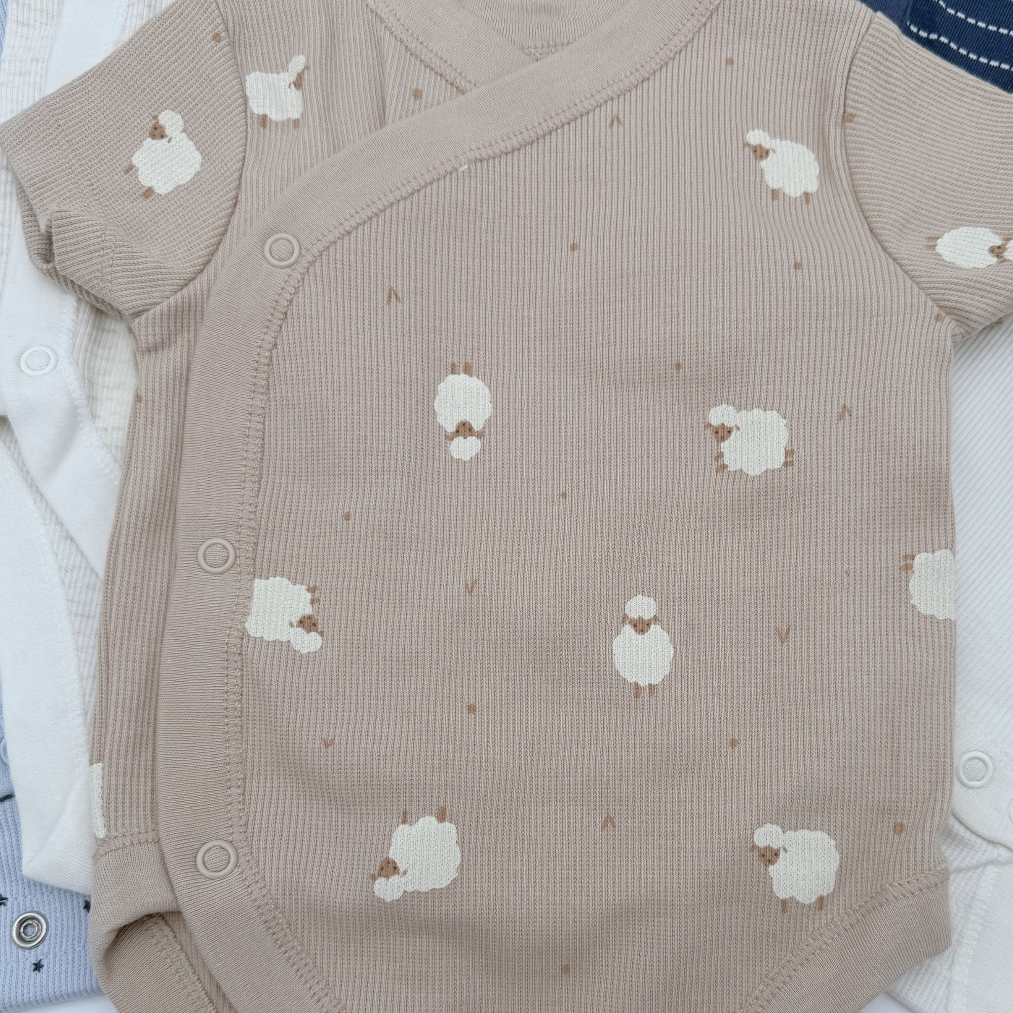 Lot de 5 bodies bébé tons naturels — 3-6 mois