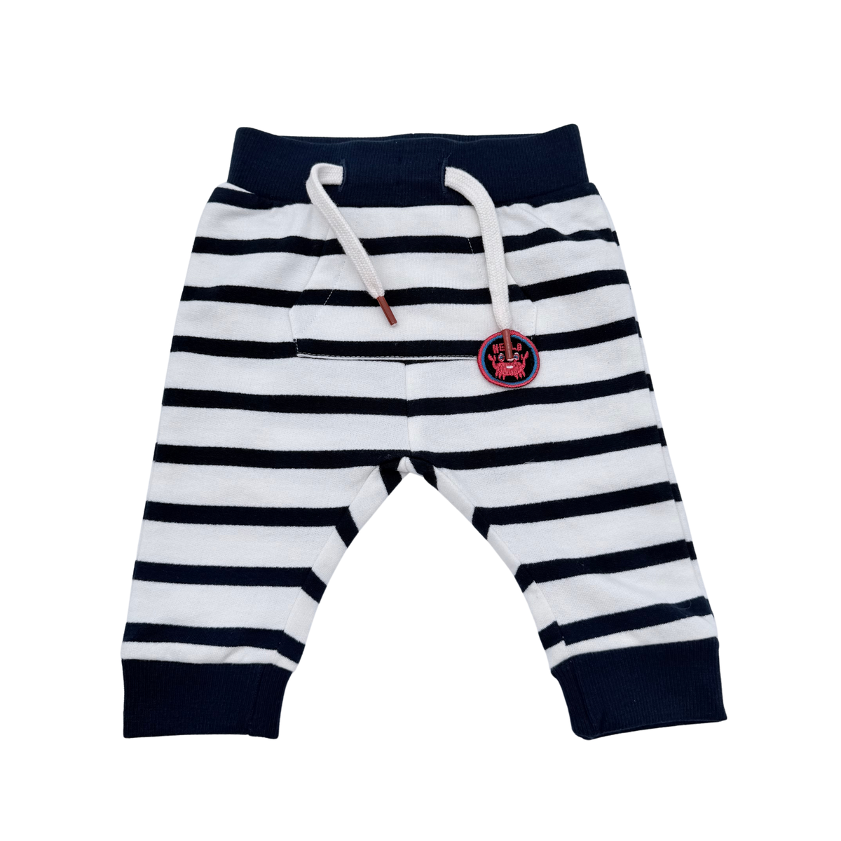 Pantalon jogging rayé bleu marine et blanc - 3 mois