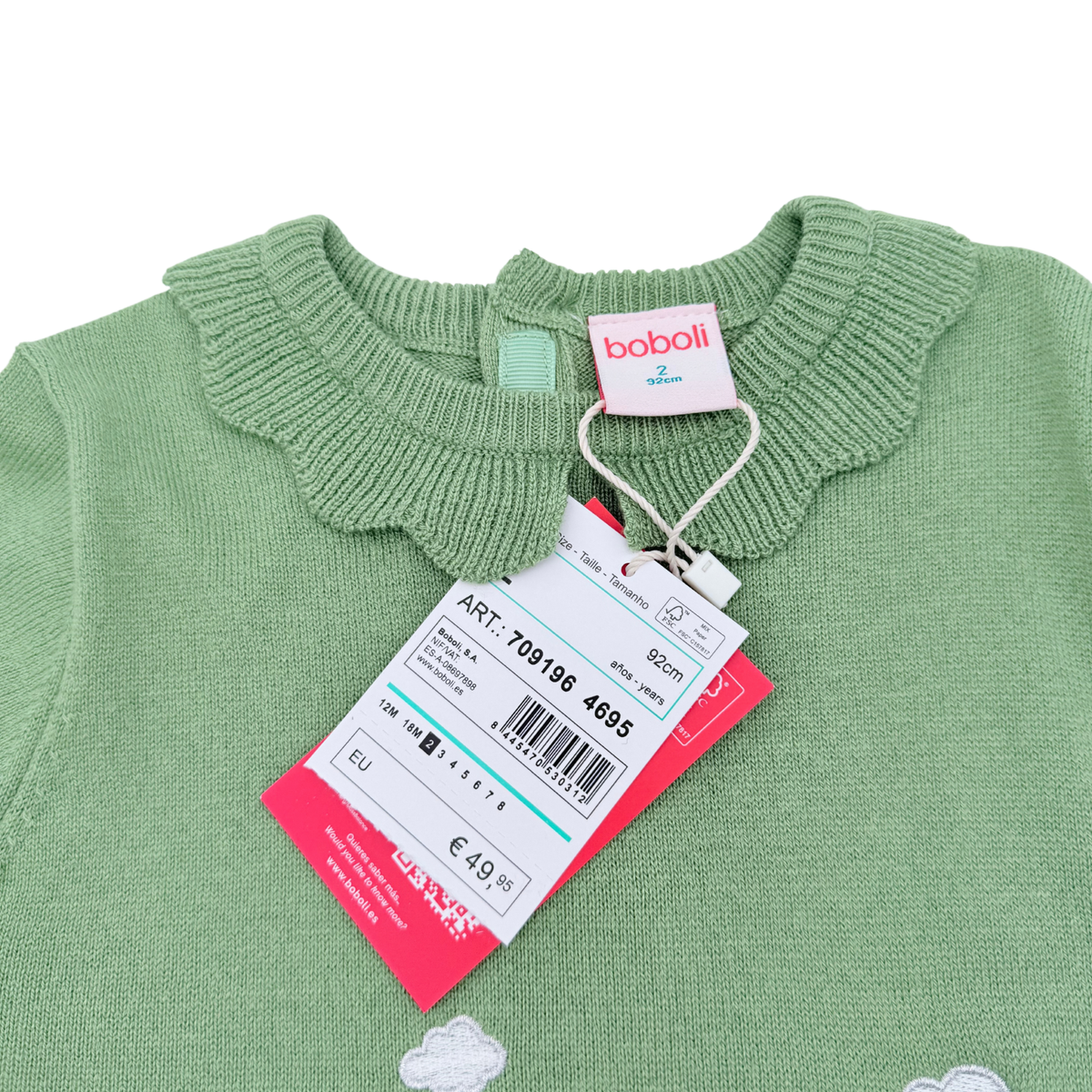Robe en maille verte motif chien - 2 ans
