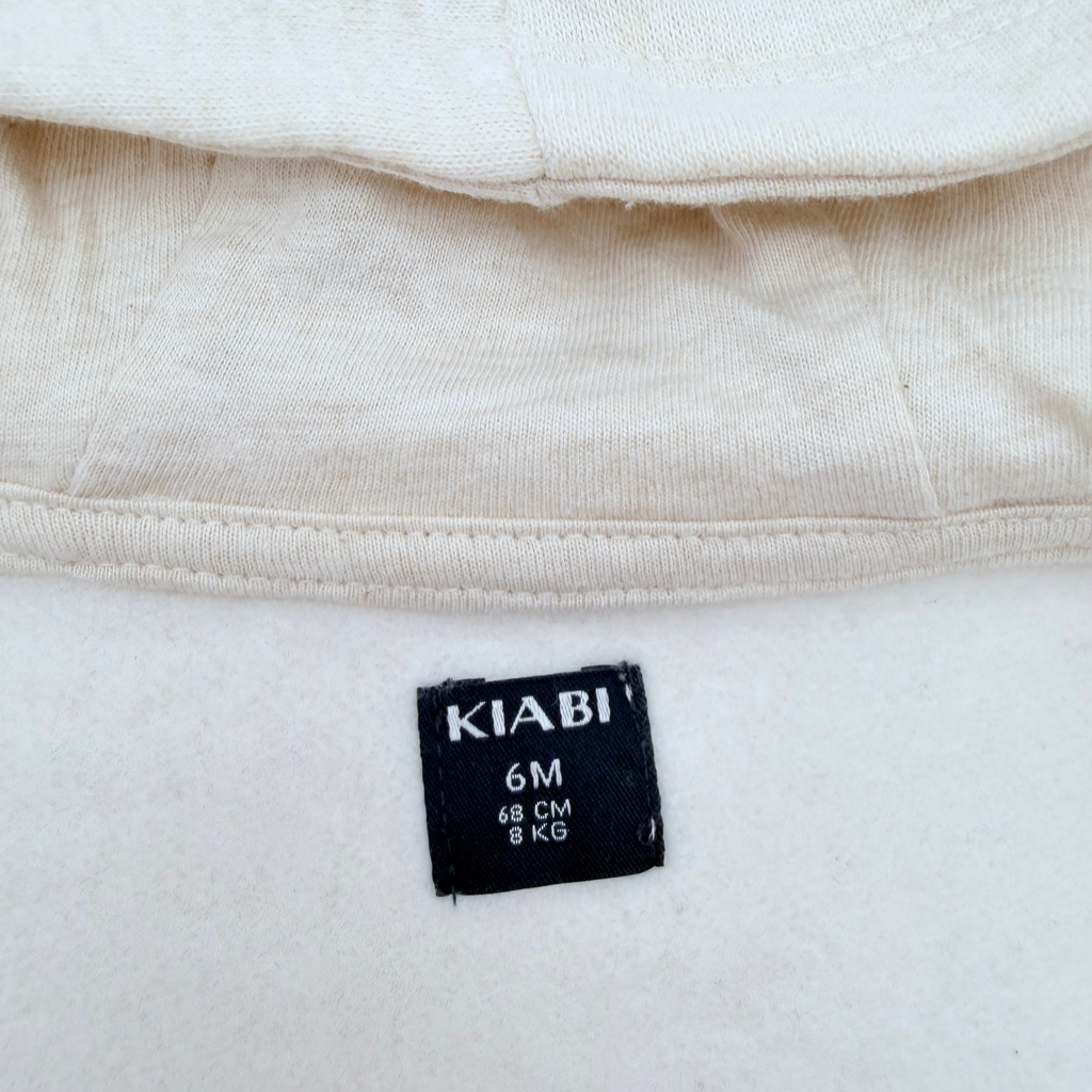 Sweat bébé beige chiné à capuche et fermeture zippée - 6 mois