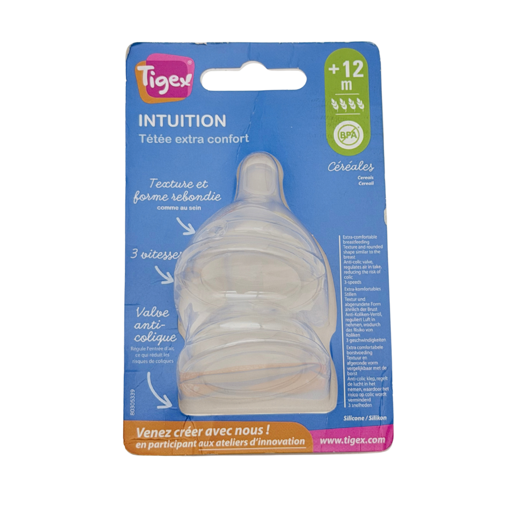 Tétine de biberon Intuition 3 vitesses en silicone – Dès 12 mois