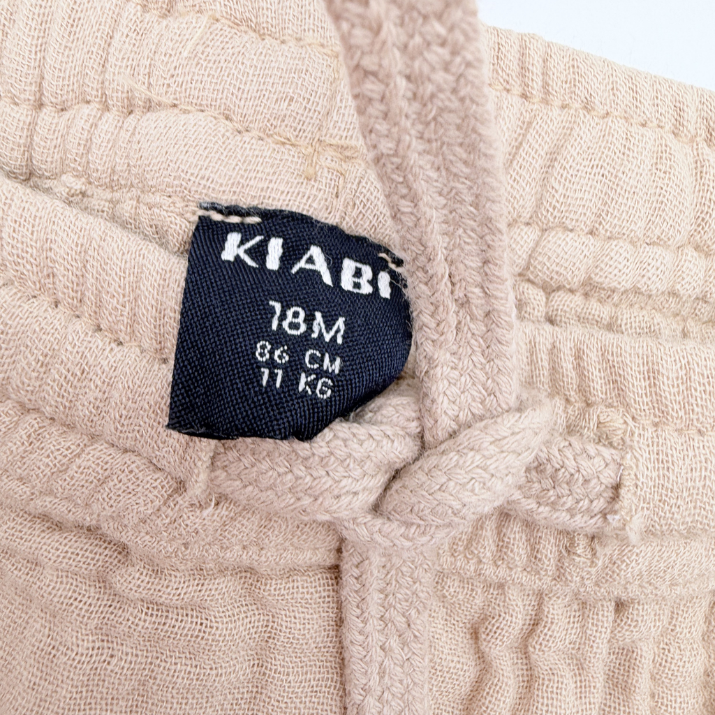 Ensemble gaze de coton beige – Taille 18 mois