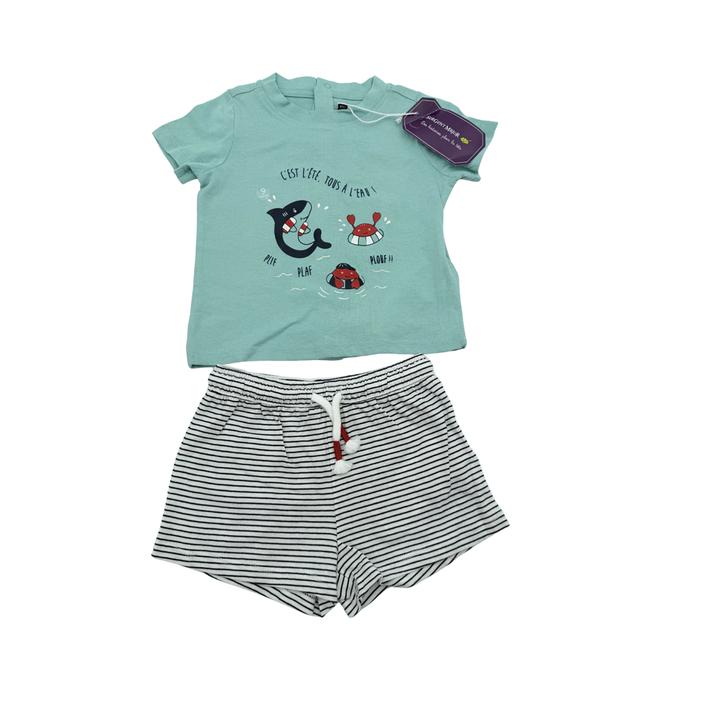 Ensemble short t-shirt « Tous à l'eau » — 9 mois
