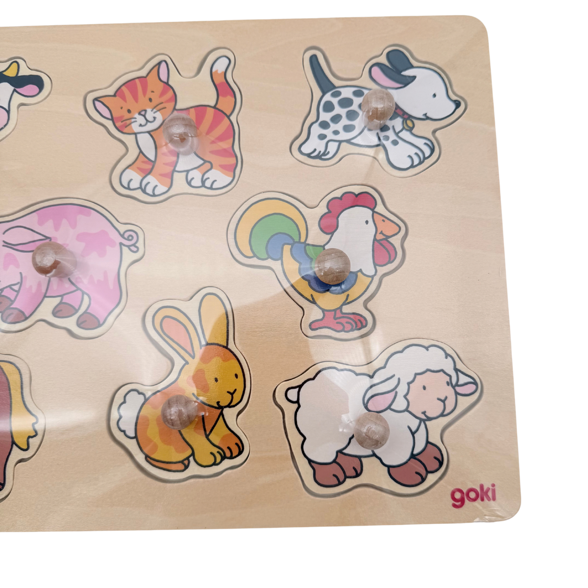 Puzzle en bois à boutons – Animaux de la ferme