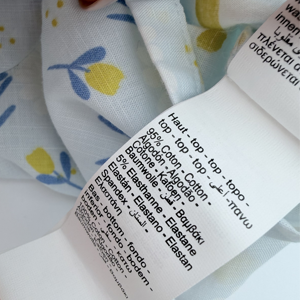 Combishort blanc et bleu imprimé fleuri — 36 mois