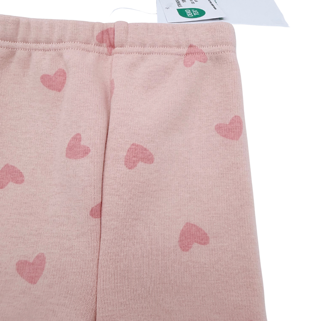 Legging bébé rose à motifs cœurs - 3 mois
