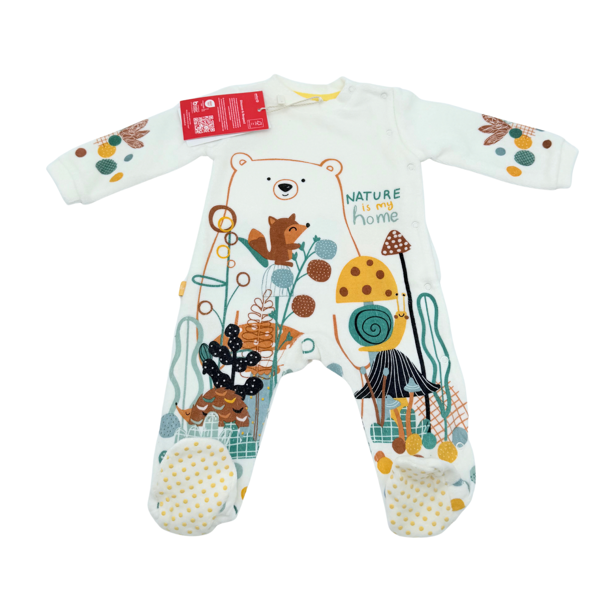 Pyjama bébé écru motif animaux et nature - 3 mois