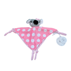 Doudou plat koala rose à pois blancs