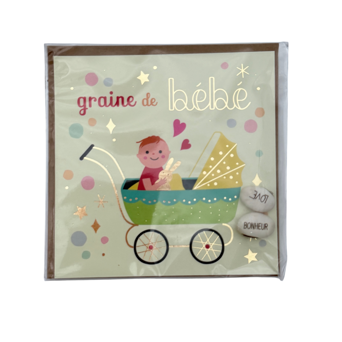 Carte illustrée « Graine de Bébé » à graines gravées