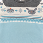 Pull bébé en tricot jacquard bleu et gris doublé velours - 6 mois