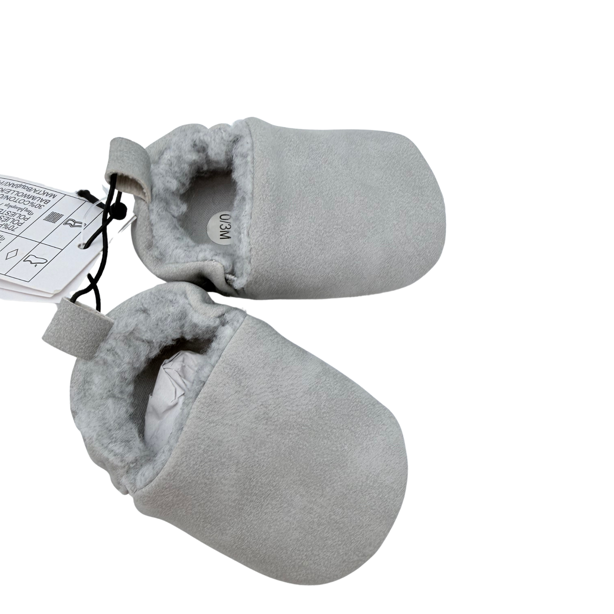 Chaussons bébé gris en velours - 0-3 mois