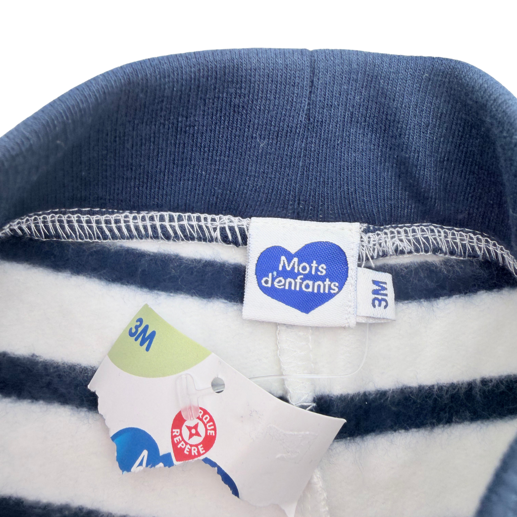 Pantalon jogging rayé bleu marine et blanc - 3 mois