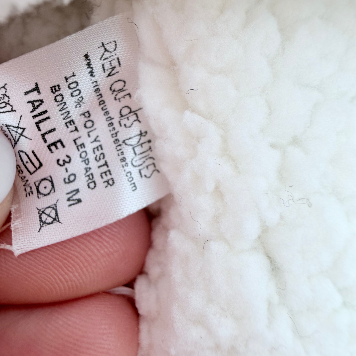 Bonnet bébé à oreilles en sherpa imprimé léopard - 3-9 mois