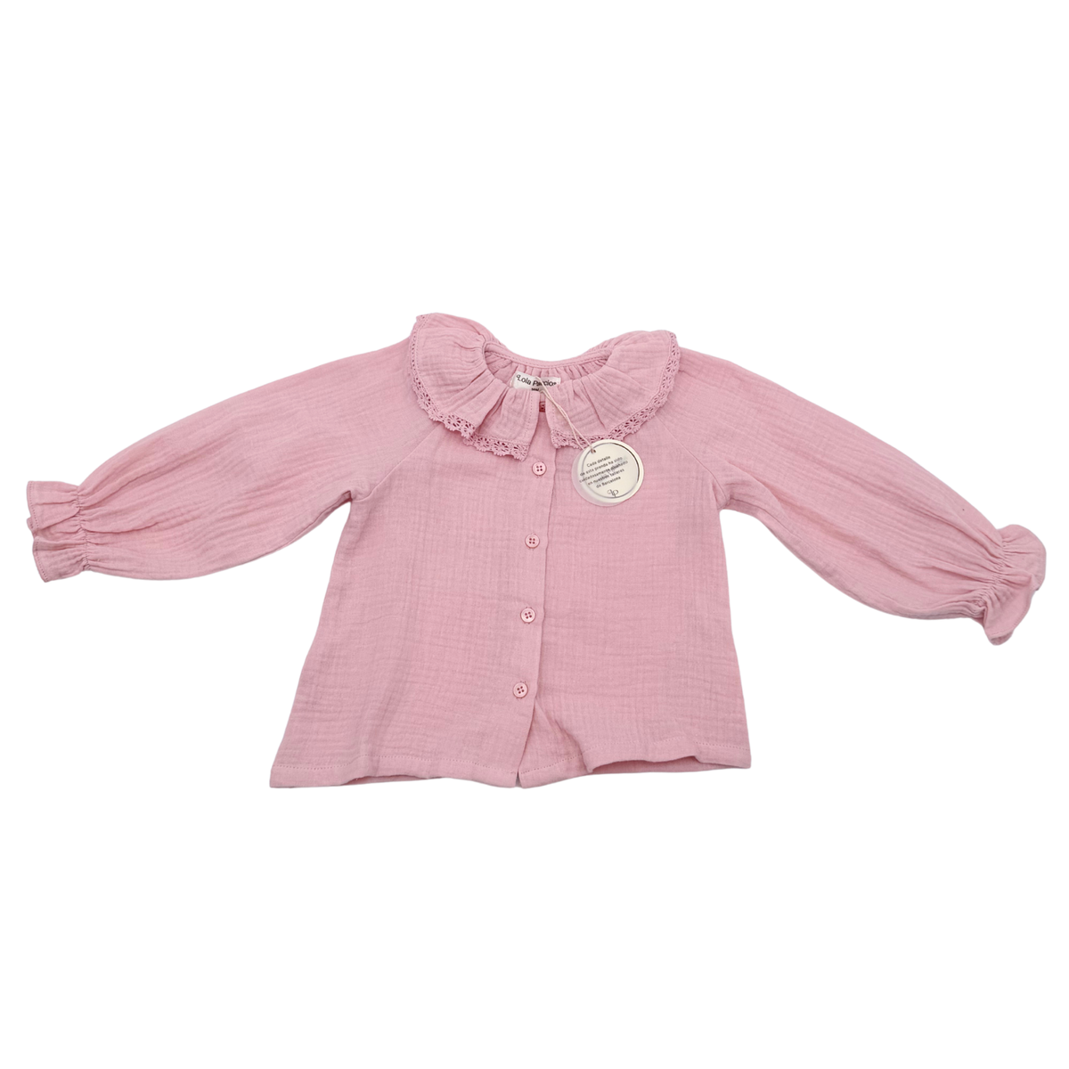 Blouse fille en gaze de coton rose - 18 mois