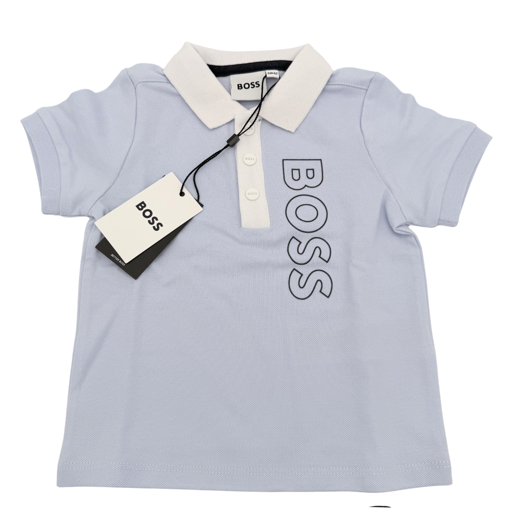 Ensemble polo bleu ciel et short bleu marine — 6 mois