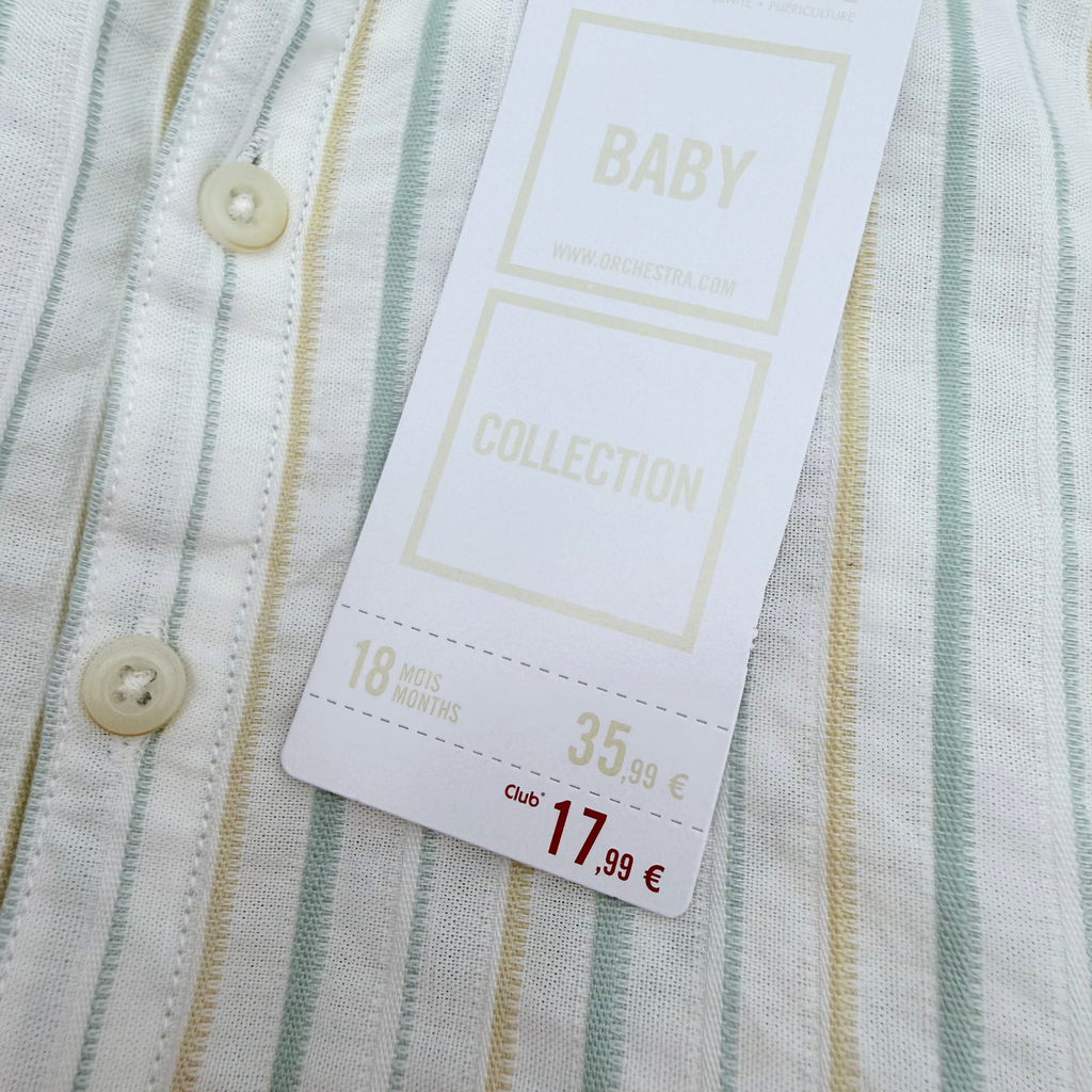Ensemble chemise rayée et short vert bébé - 18 mois