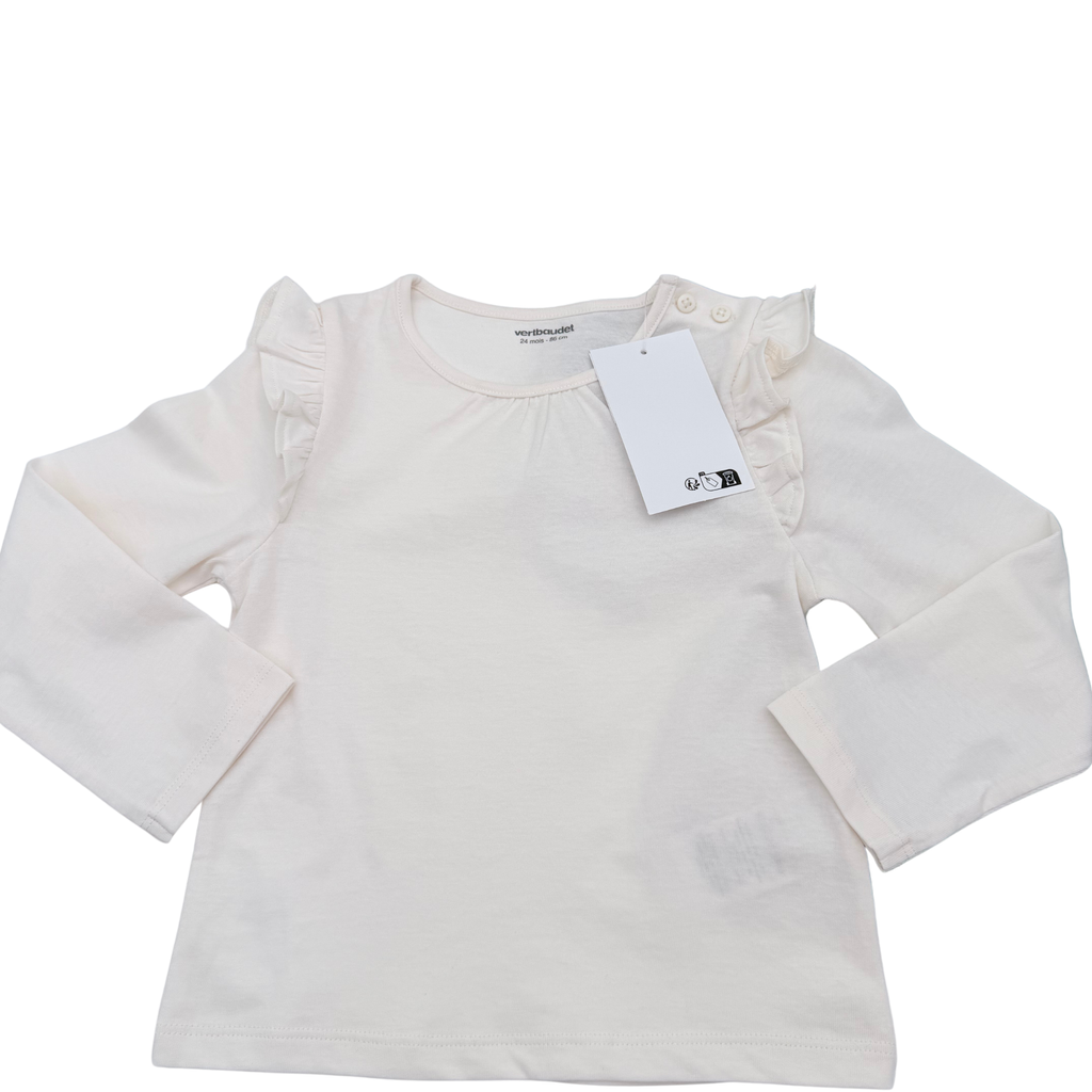 Lot de 2 t-shirts manches longues écru et vert - 24 mois
