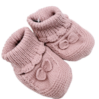 Chaussons bébé en maille rose poudré avec nœuds - 15-17