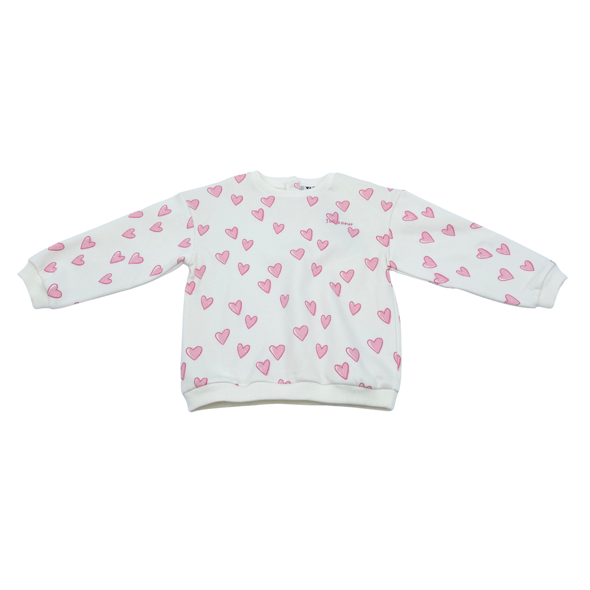 Sweat fille écru imprimé cœurs roses - 36 mois