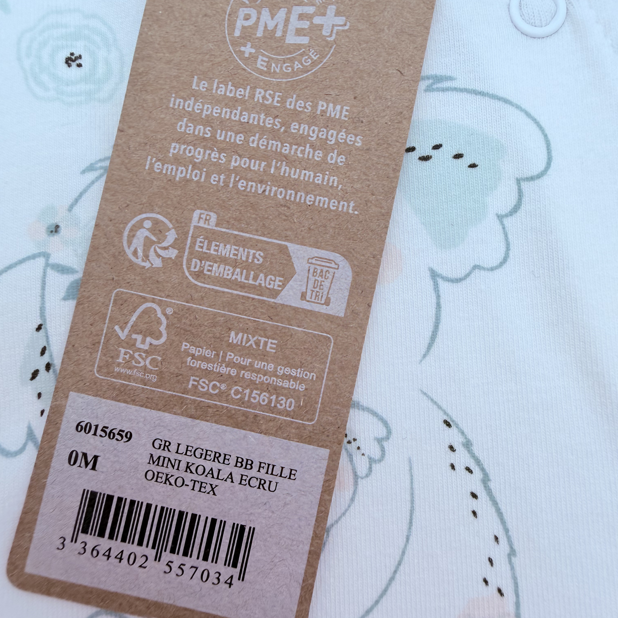 Pyjama blanc imprimé koalas et fleurs — naissance