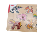 Puzzle en bois à boutons – Animaux de la ferme