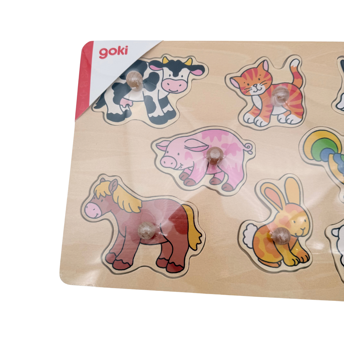 Puzzle en bois à boutons – Animaux de la ferme