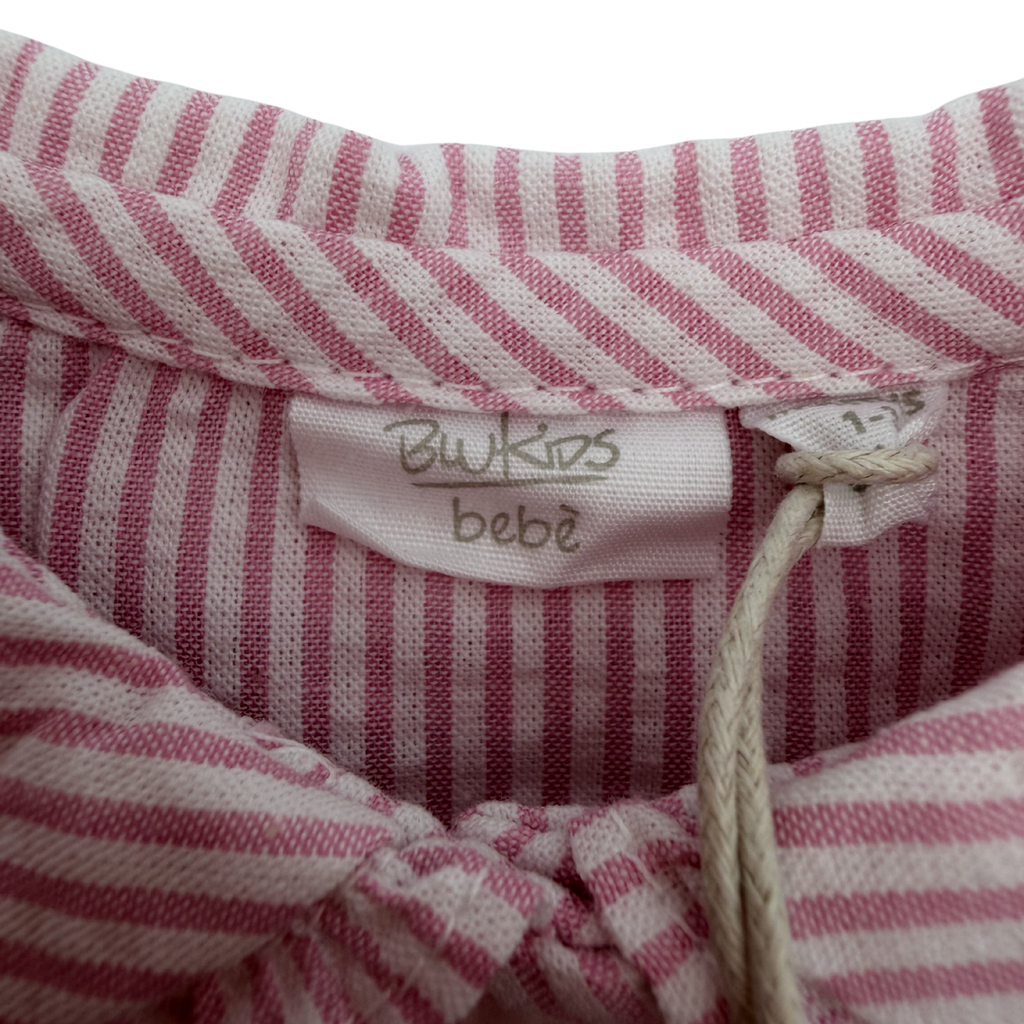 Ensemble blouse et bloomer rayés roses – 1-3 mois