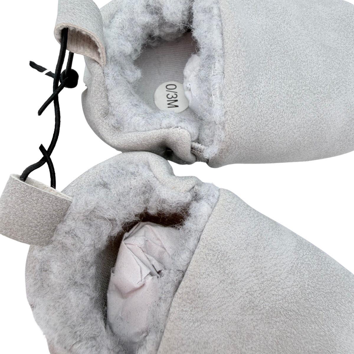 Chaussons bébé gris en velours - 0-3 mois