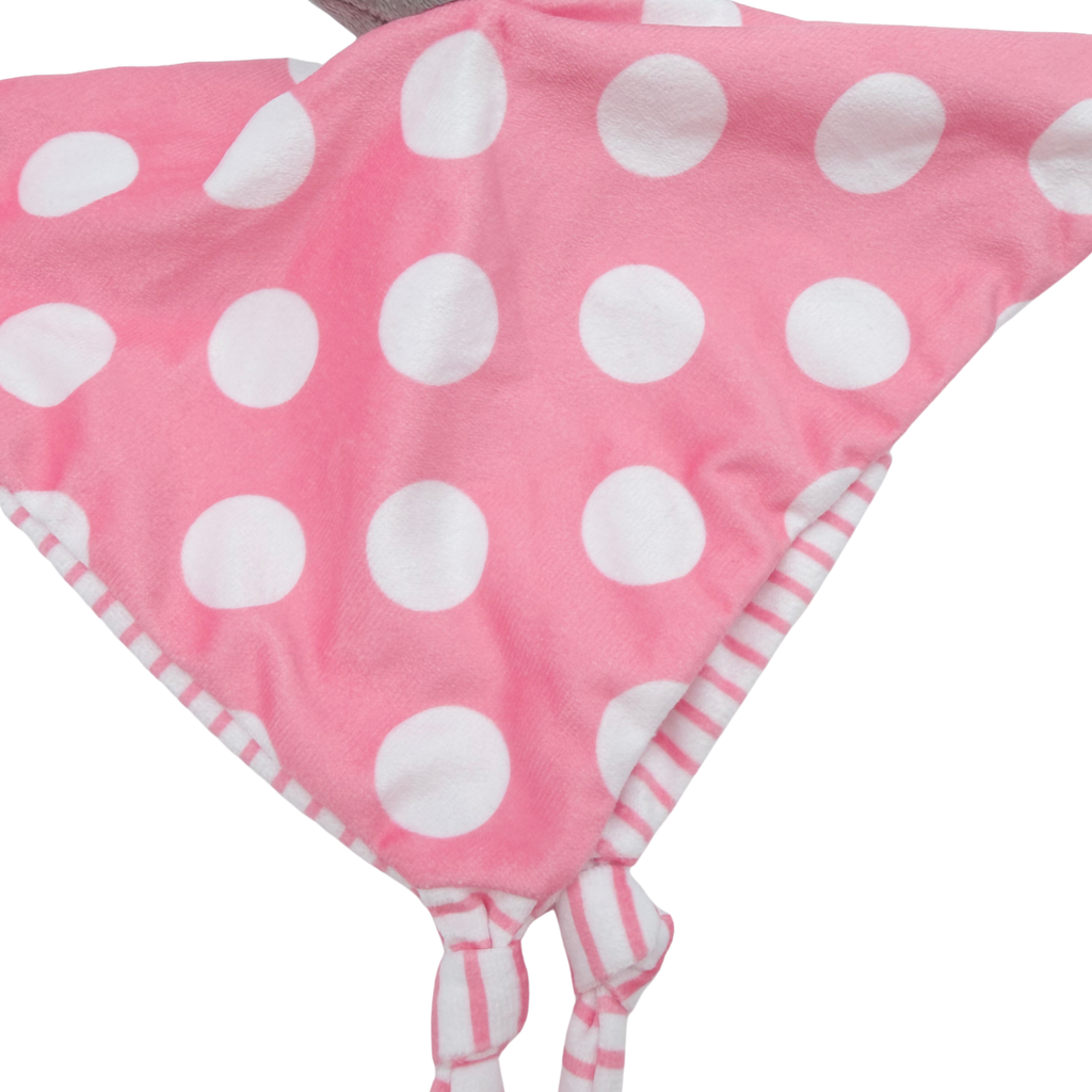 Doudou plat koala rose à pois blancs