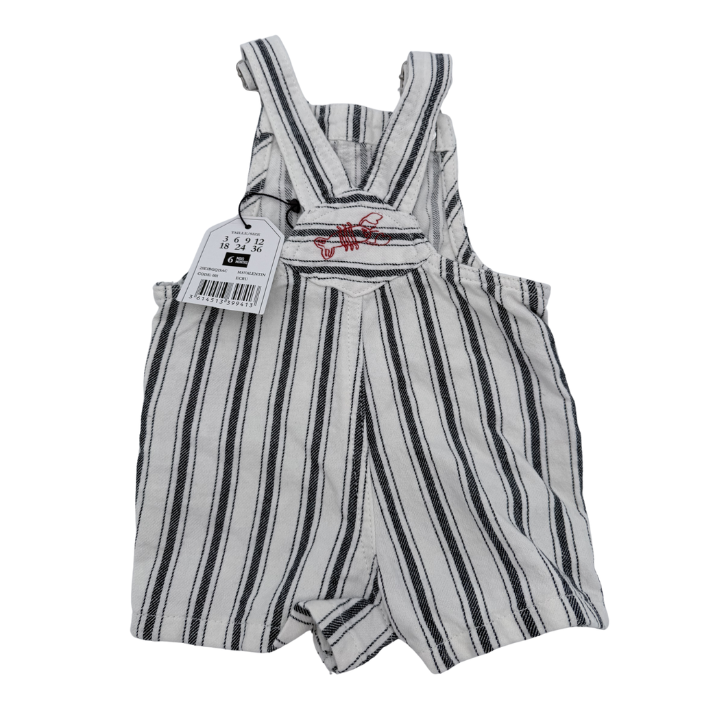 Salopette short rayée — 6 mois